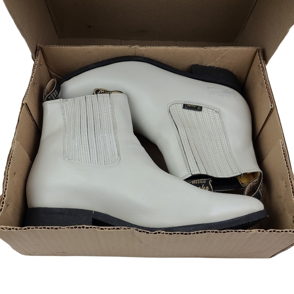 New 7‎ Machos 100% Leather Ivory White Boots sz 9 main image 7